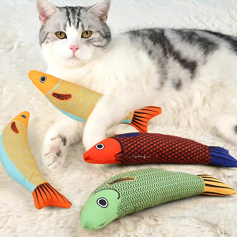 Catnip Plush Fish Cat Toy for interactive play & stress relief. Durable kitten pet toy with natural catnip.