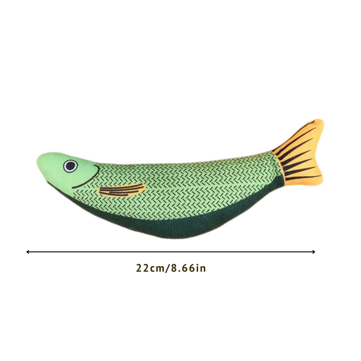 Soft plush fish catnip toy for cats & kittens. Promotes active play, relieves stress, and encourages enrichment.