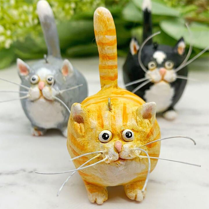 Charming handmade cat Christmas tree ornament, perfect festive holiday decor for feline lovers.