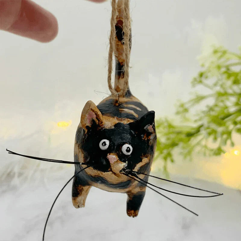 Festive handmade cat Christmas ornament. Ideal holiday decor, bringing unique charm to your home.