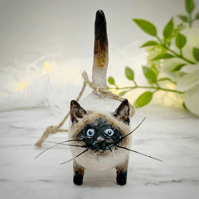 Adorable handmade feline Christmas tree ornament. A perfect pet owner gift & charming holiday decoration.