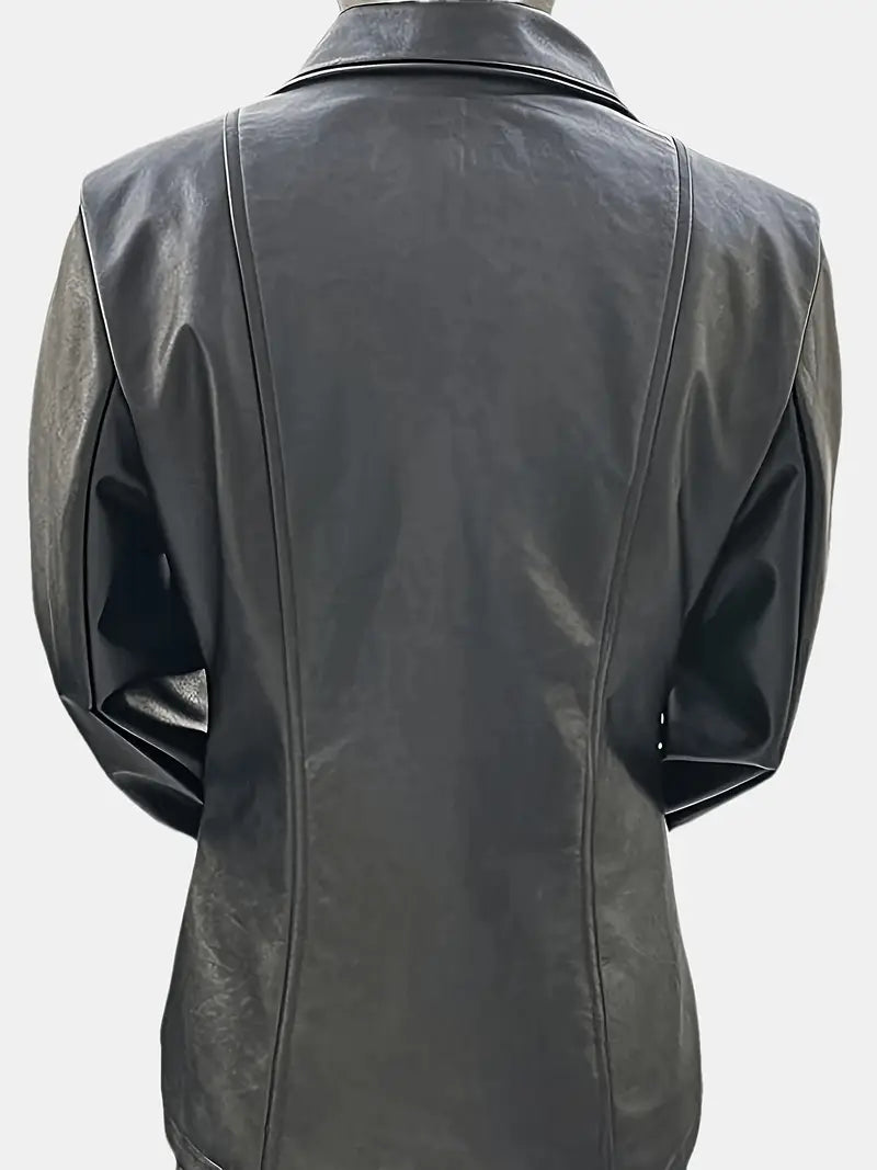 Comfortable women's everyday jacket, a timeless black outer layer for fall fashion. Versatile for office & casual.