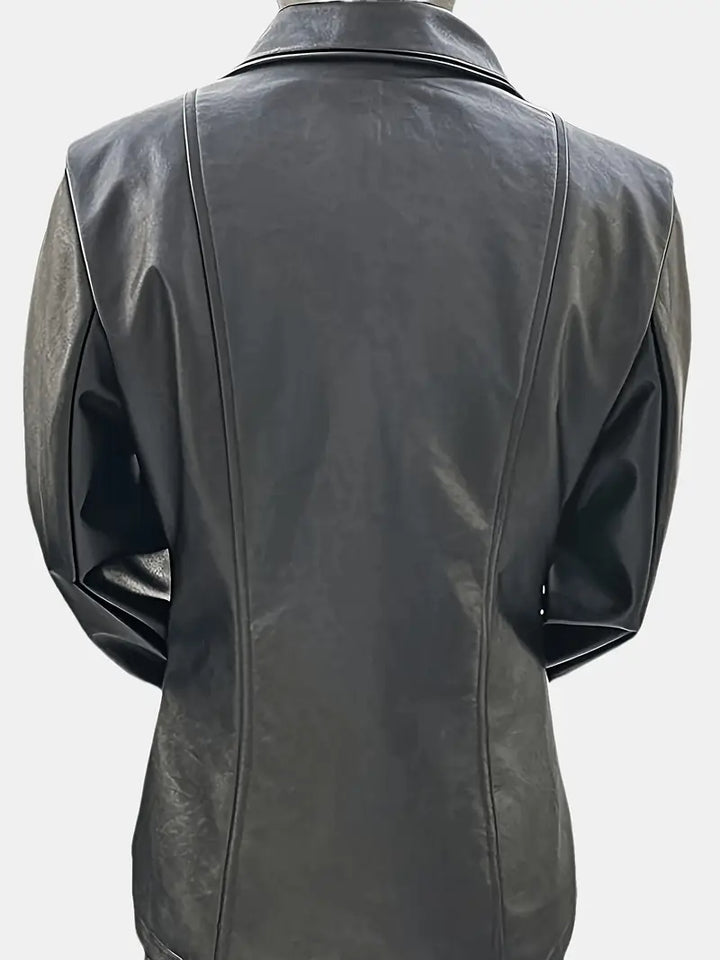 Comfortable women's everyday jacket, a timeless black outer layer for fall fashion. Versatile for office & casual.