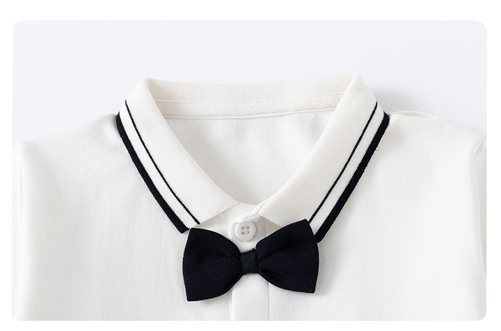 Blue 3-piece boys' wedding suit: waistcoat, trousers, blue shirt & bow tie for young guests.