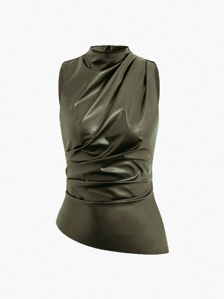 Sophisticated women's high neck sleeveless top, offering comfort and style for summer.