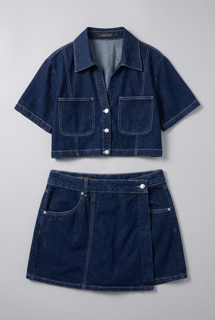 Women's stylish co-ord set featuring a cropped top and mini skirt, ideal for a chic summer look.