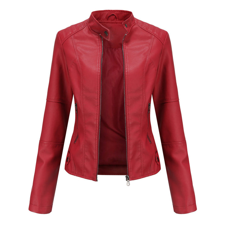 Women's black faux leather motorcycle jacket, an essential casual outerwear piece for all seasons.