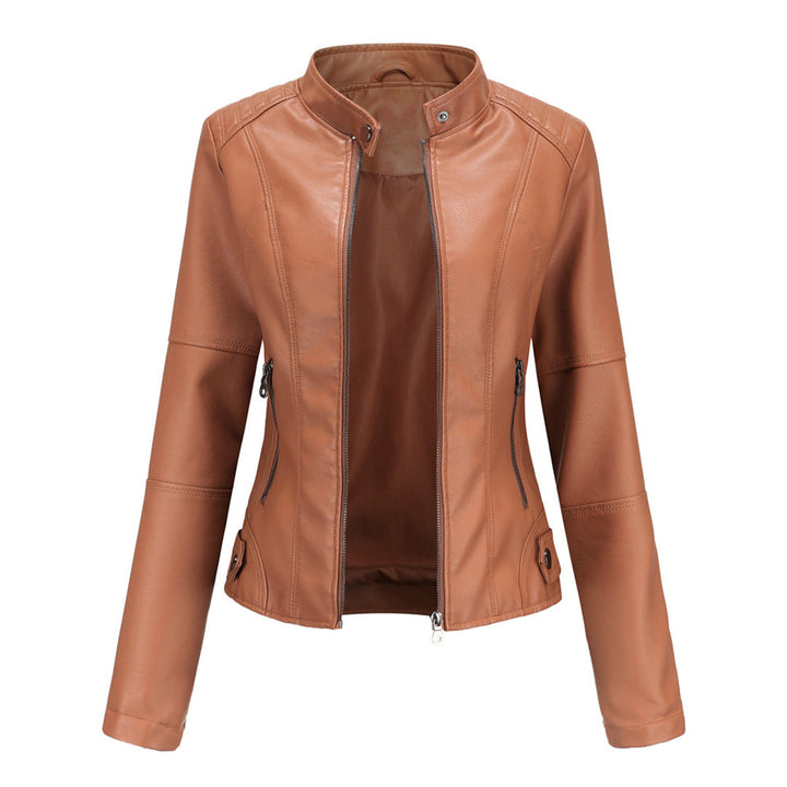 Stylish women's PU leather jacket, ideal for a smart spring coat or autumn wear.