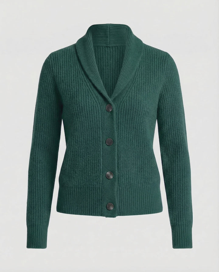 Women's lapel button-front cardigan. Chic long sleeve knitwear, great for casual layering & office outfits.