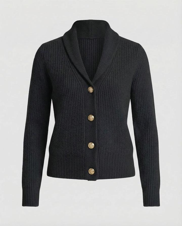 Elegant women's lapel collar cardigan with practical button-front. Long sleeve design for versatile daily wear.