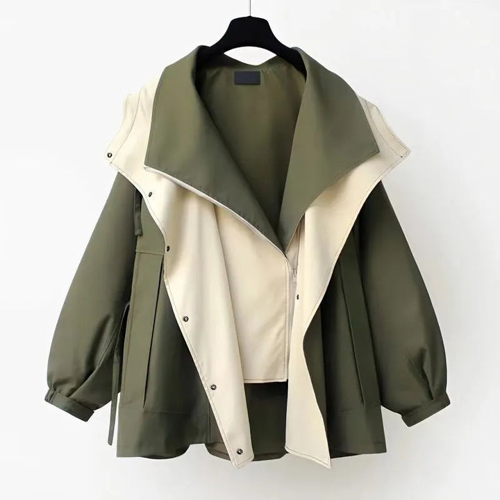 chic women's lightweight waterproof windbreaker jacket in black, perfect for autumn rain