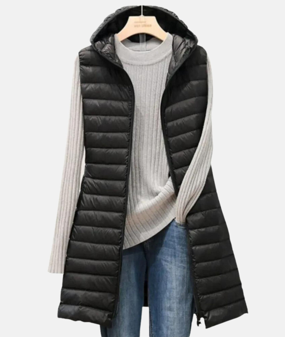 Versatile women's quilted long jacket. Cozy & lightweight fall/winter coat with chic slim fit and full zip.