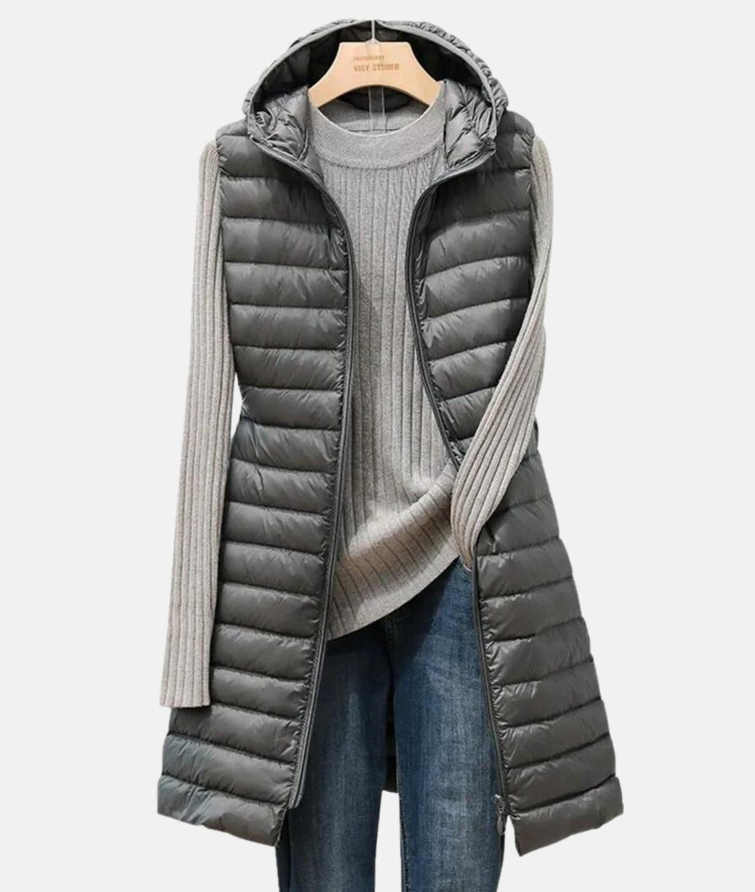 Warm & lightweight women's long quilted jacket. Chic outerwear for fall & winter with a sleek slim fit design.