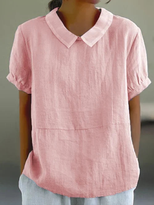 Elegant women's solid top in a natural, neutral color. Relaxed fit for comfortable spring & summer fashion.