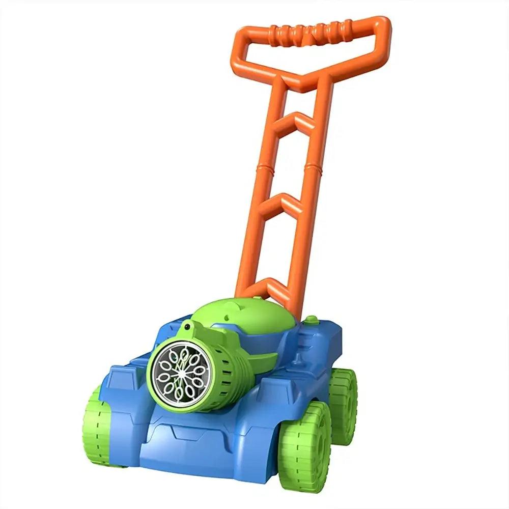 Children's automatic bubble blower cart toy with lights, perfect for indoor & outdoor fun for kids.