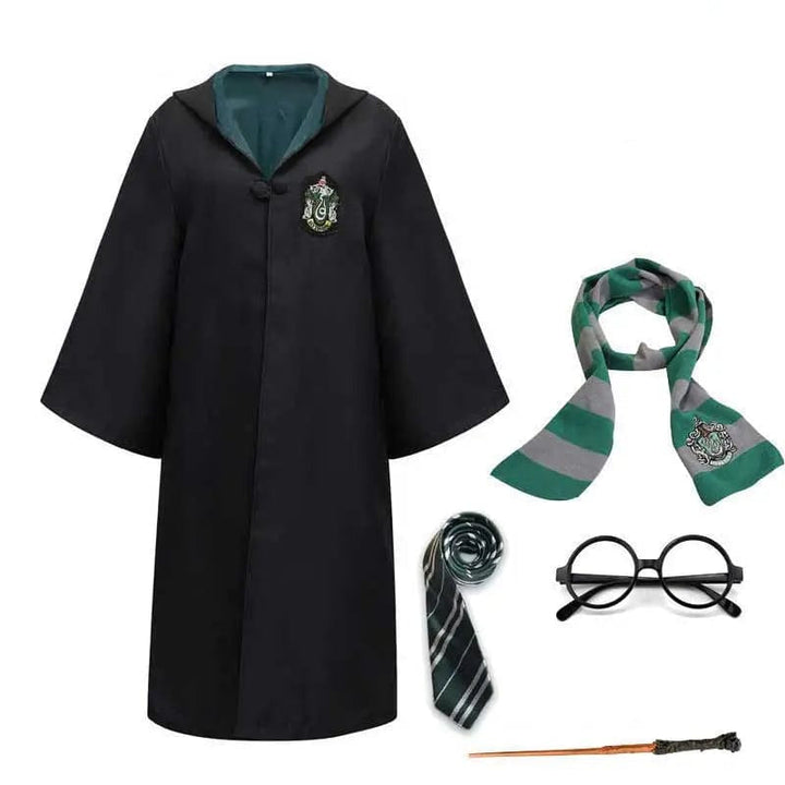 Young child models deluxe fantasy wizard robe, perfect for magical dress-up & imaginative play.