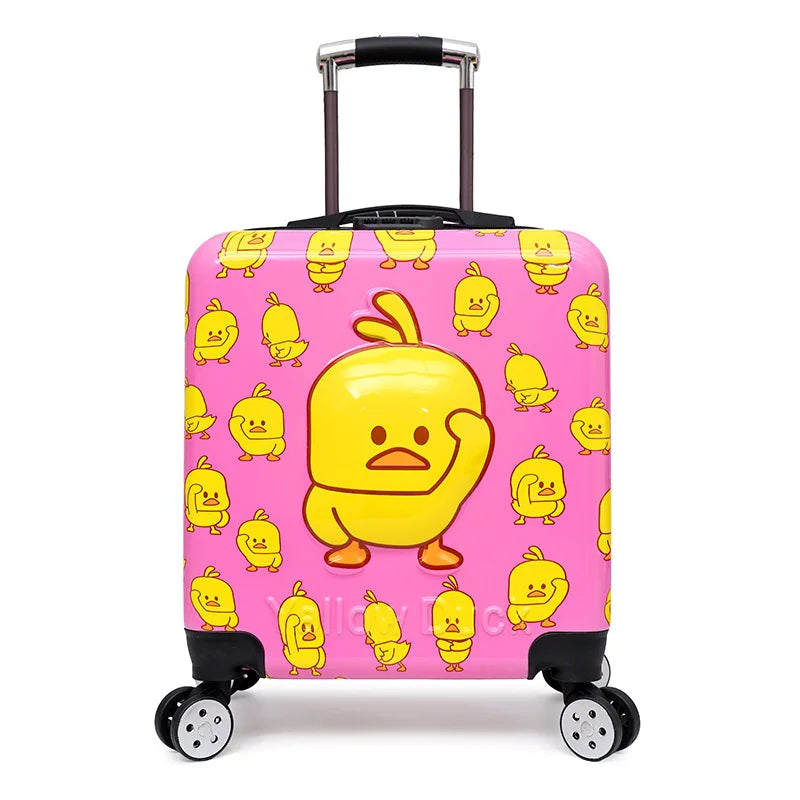 Girls hard-shell bear design rolling luggage, a cute and practical kids travel bag.