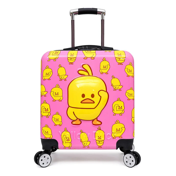 Girls hard-shell bear design rolling luggage, a cute and practical kids travel bag.