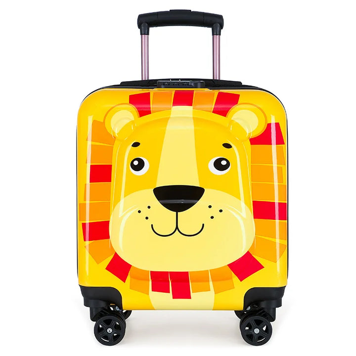 Children's hard-shell rolling luggage: bear, duck & dino designs for fun travel.