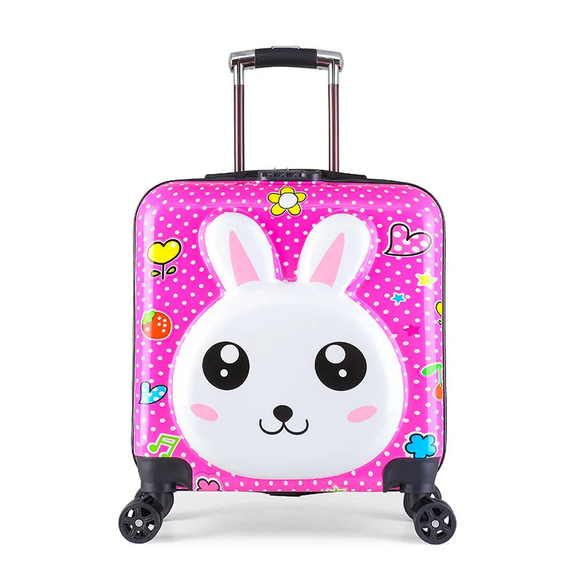 Lightweight hard-shell kids rolling luggage with fun animal prints, easy for small hands to pull.