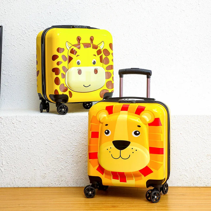 Durable hard-shell children's rolling luggage, an easy-to-pull travel bag for kids.
