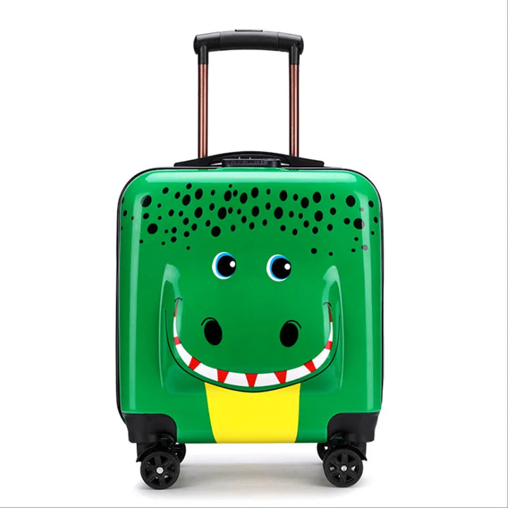 Preschooler's hard-shell rolling suitcase with playful animal designs for travel adventures.