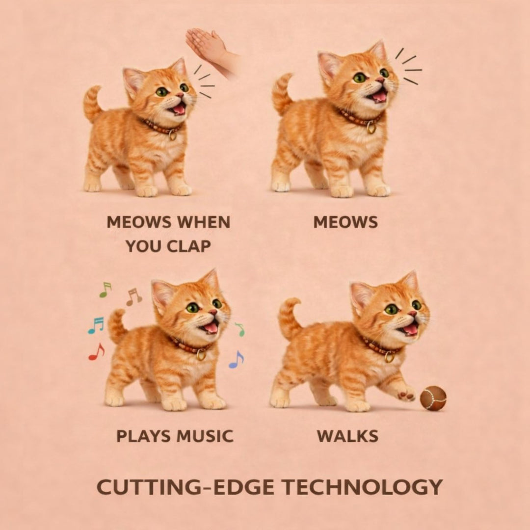 Interactive cuddly cat toy, an ideal realistic pet gift for children, promoting imaginative and nurturing play.