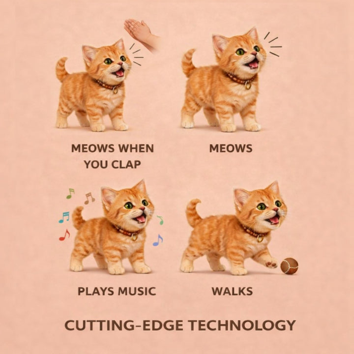 Interactive cuddly cat toy, an ideal realistic pet gift for children, promoting imaginative and nurturing play.