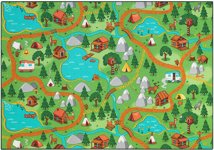 Fun adventure playmat for kids. Non-slip children's rug, perfect for creative car studio play in playroom.