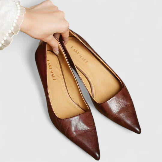 Stylish women's pointed toe low heel pumps, perfect for office or formal events