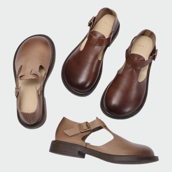 Elegant women's T-bar Mary Jane shoes with a sturdy block heel, perfect for everyday wear.