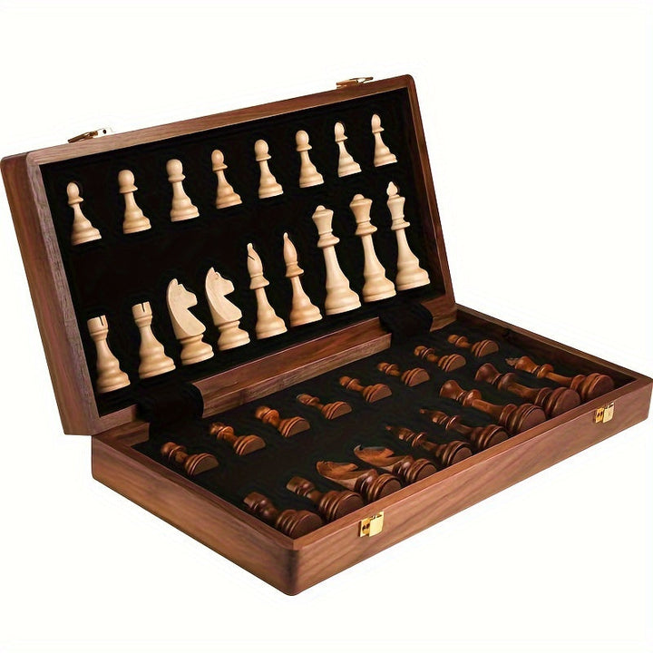 Premium solid wood chess set, perfect decor piece & gift for board game enthusiasts.