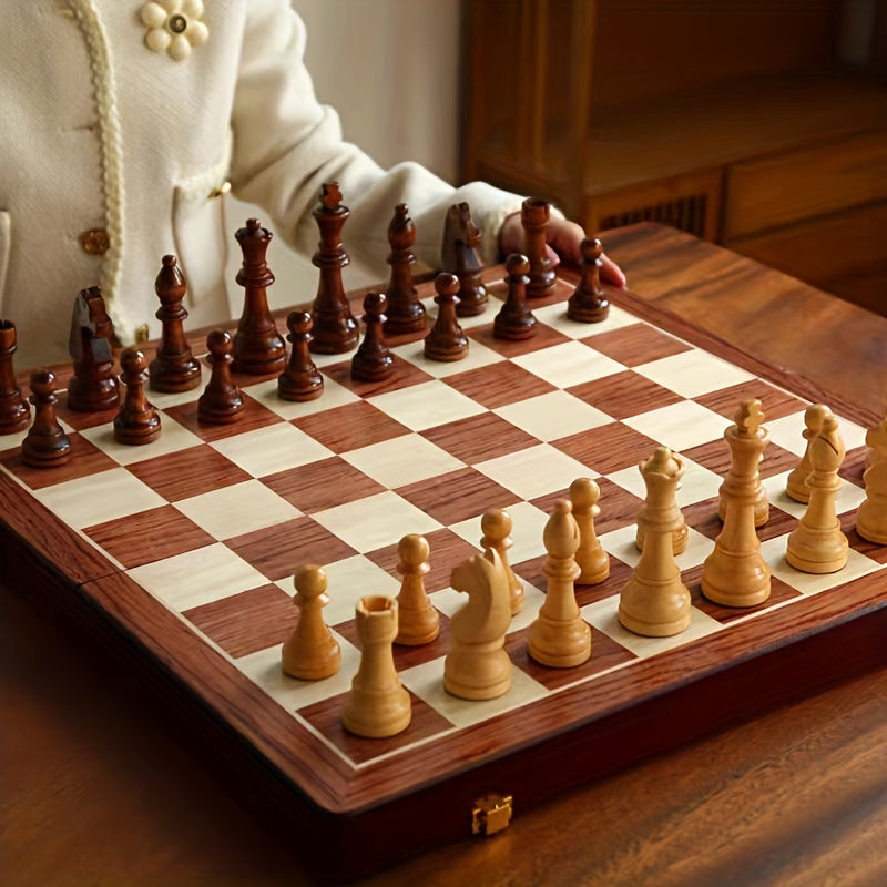 Elegant solid wood chess set, a premium handcrafted decor addition for any home.