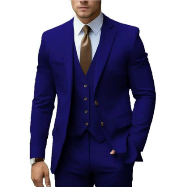 Professional men's business suit, 3-piece with waistcoat, for a sharp, confident look.