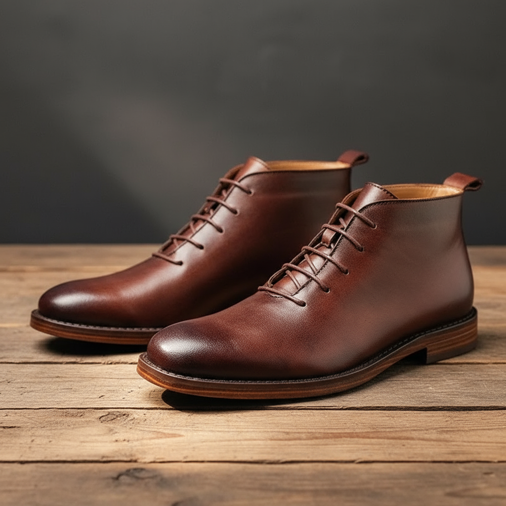 Secure lace-up classic men's ankle boots, offering comfort and style for urban explorers.