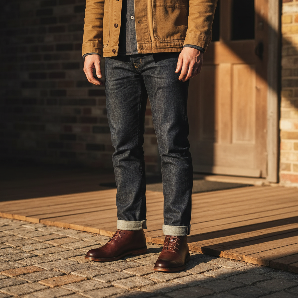 Stylish men's ankle boots with a comfortable fit & secure lace-up closure for daily wear.