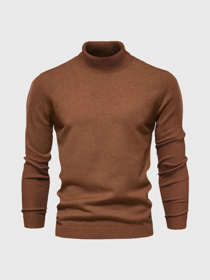 High-quality men's turtleneck sweater, designed for comfort & style. Versatile long sleeve knitwear.