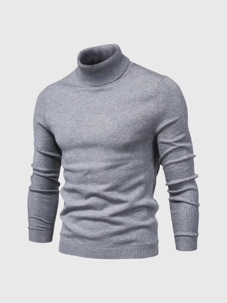 Wardrobe staple men's turtleneck sweater. Versatile, long sleeve, soft knit for comfort and style.