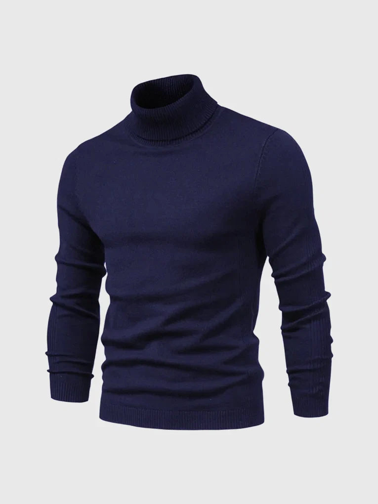 Classic men's turtleneck, perfect for layering. Versatile long sleeve knitwear for smart casual looks.