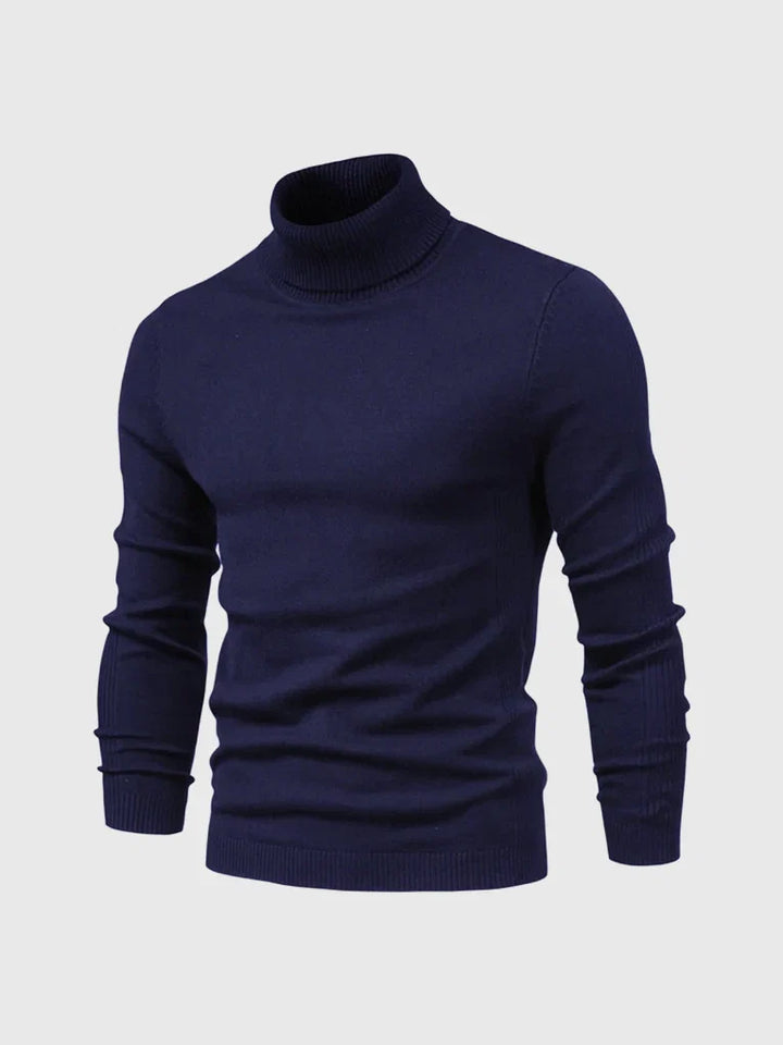 Classic men's turtleneck, perfect for layering. Versatile long sleeve knitwear for smart casual looks.