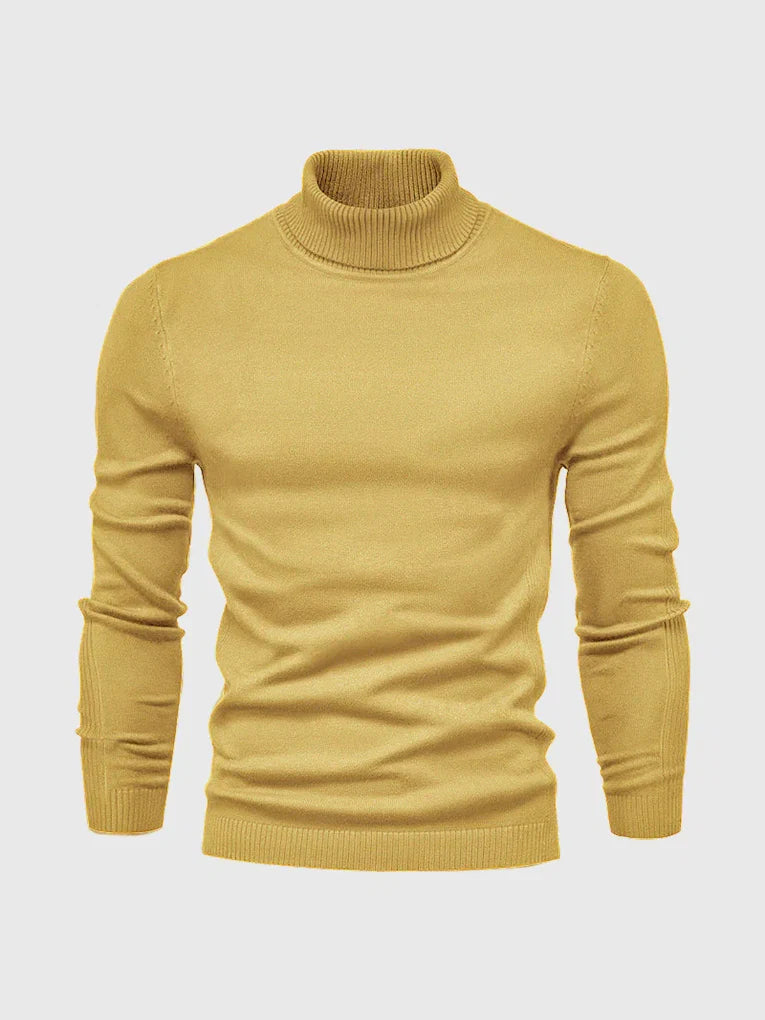 Men's classic long sleeve turtleneck sweater. Versatile casual or formal knitwear, easy care comfort.
