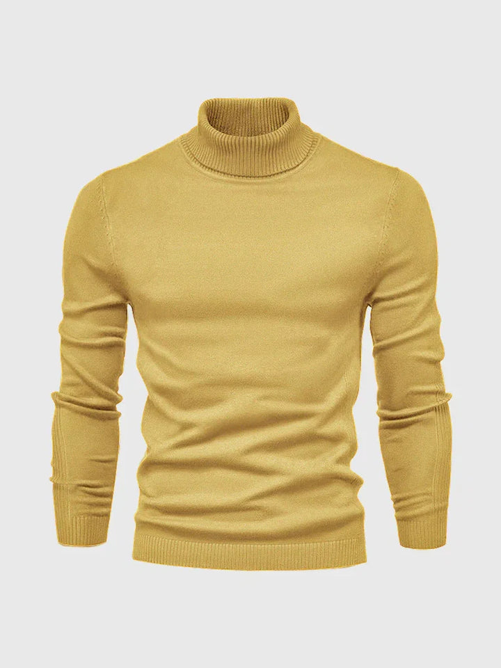 Men's classic long sleeve turtleneck sweater. Versatile casual or formal knitwear, easy care comfort.