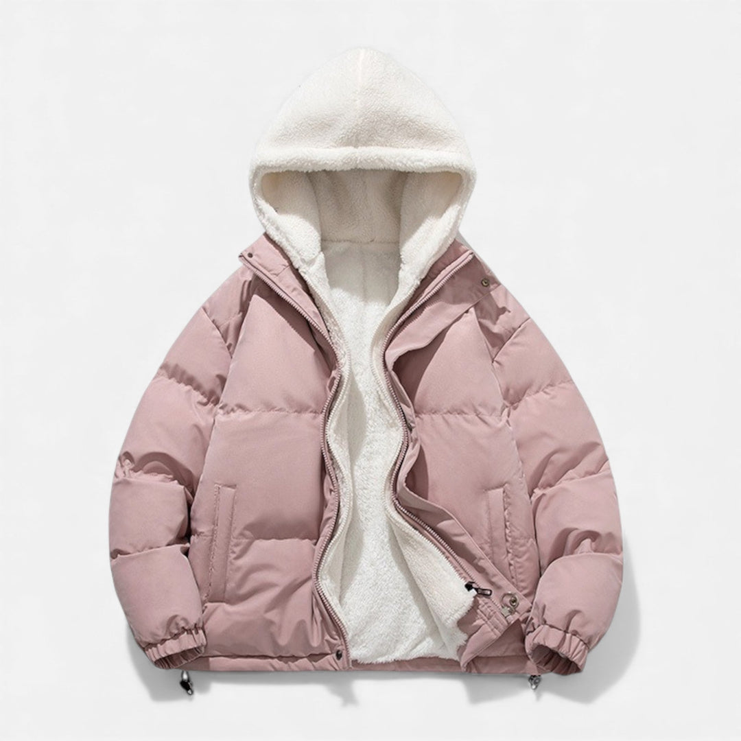 Cozy men's winter jacket, classic silhouette. Warm outerwear, ideal layering piece for comfort.