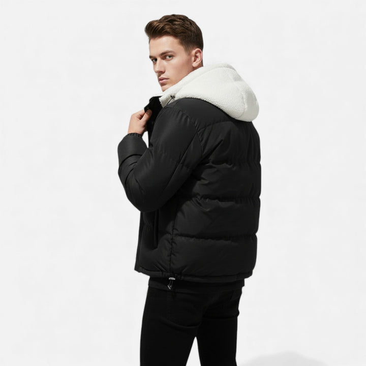 Stylish men's winter jacket, charcoal grey. Cozy & warm outerwear, ideal for everyday comfort.