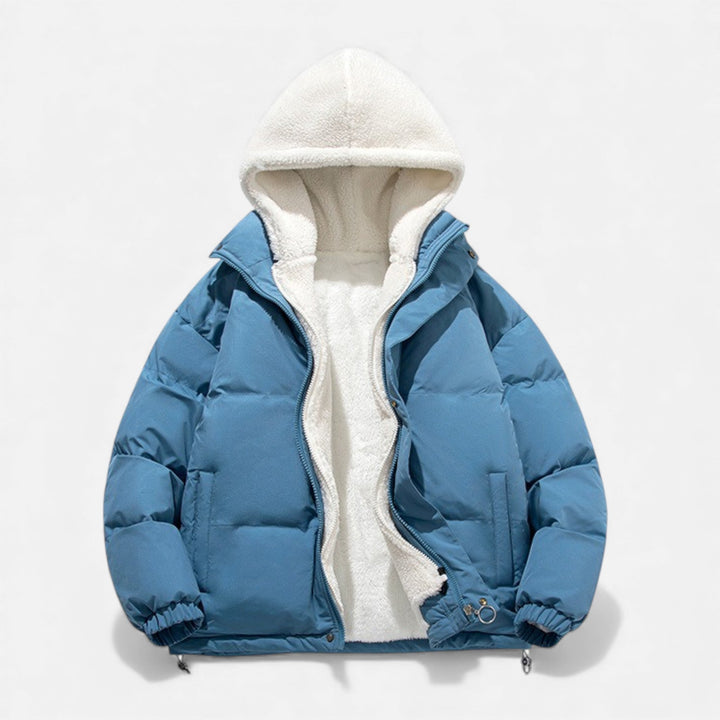 Cozy men's winter jacket, classic fit. Warm outerwear, ideal for cold weather comfort & style.