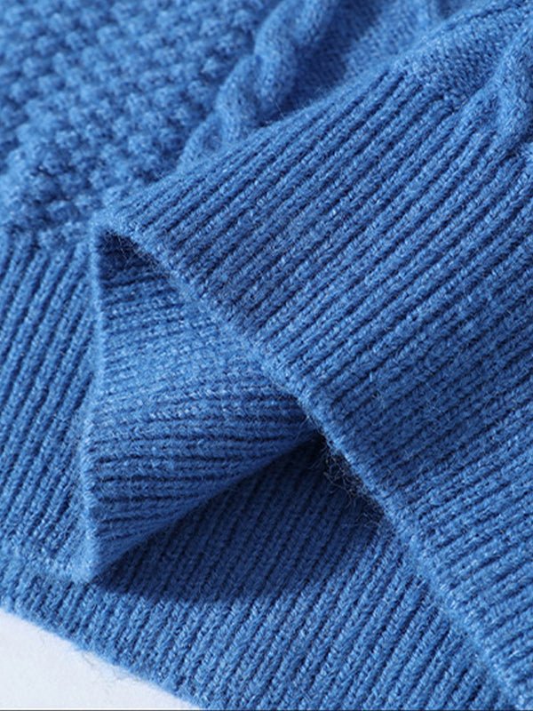 Stylish classic men's crew neck cable knit sweater, a timeless pullover for autumn and winter comfort.