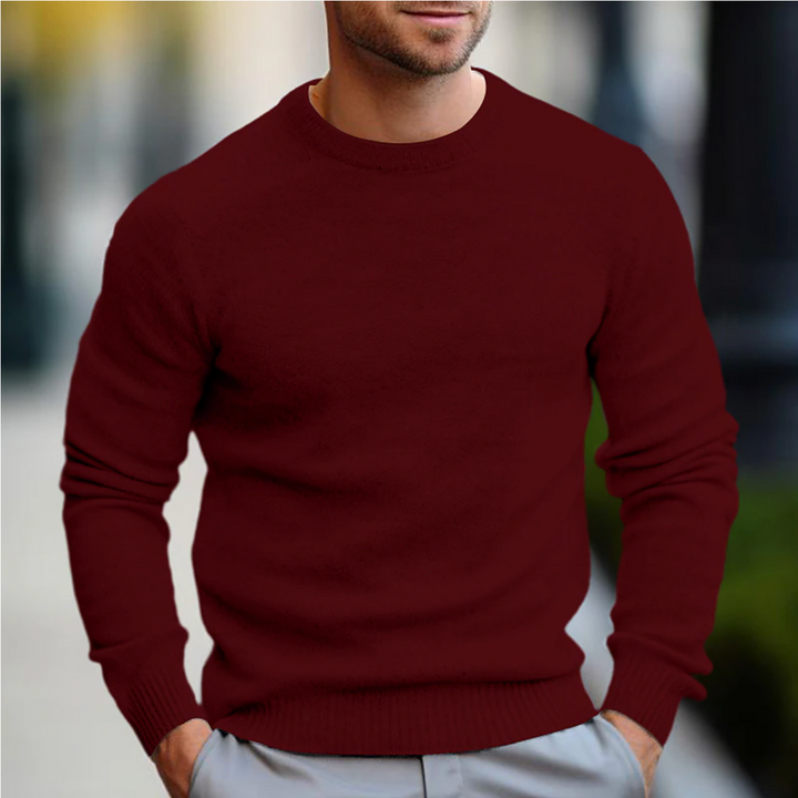 Stylish men's long sleeve crew neck sweater for modern fashion. Casual pullover, great for winter layering.