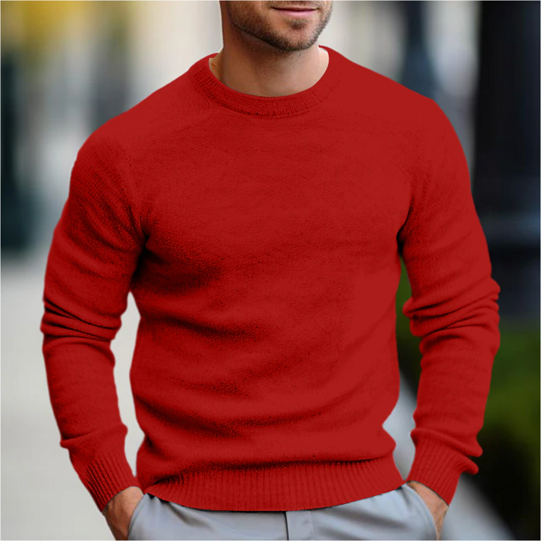 Men's classic crew neck long sleeve pullover sweater. Essential for versatile everyday style & winter comfort.