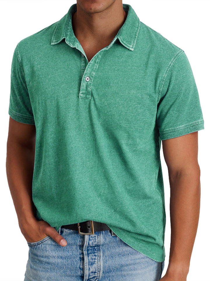 Men's refined polo shirt with button placket, perfect for spring/summer outfits.