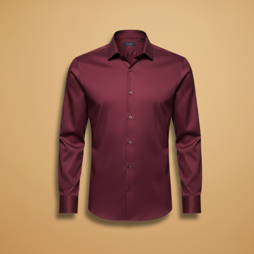 Classic men's long sleeve button-down shirt in white, versatile for business casual or formal wear.